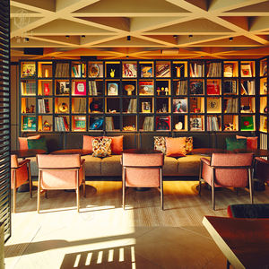 Project Supply Silla de salón de acero inoxidable de tela y mesa redonda Muebles de Bar de hotel para salón <span class=keywords><strong>social</strong></span> Moxy - Product Image 4