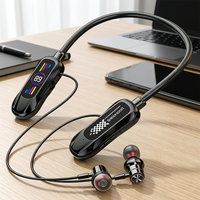 Écouteurs sans fil semi intra-auriculaires à tour de cou, vente en gros d'usine, HiFi Stéréo Bass, contrôle tactile, magnétiques, BT 5.4, IPX4, AAC pour musique et appels