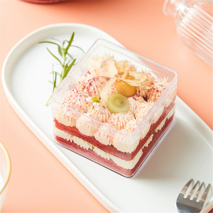 Caja grande de terciopelo rojo para pastel de Mousse, caja de plástico transparente personalizada para postres, embalaje de regalo, venta al por mayor - Product Image 1