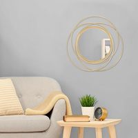 Haute qualité métal rond or moderne luxe décoratif mur miroir Art Design hôtel décor à la maison
