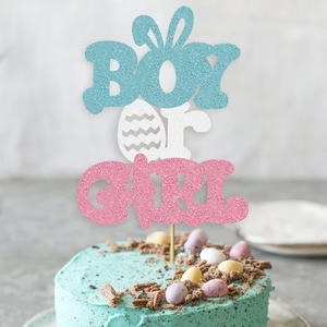 Oeuf lapin carotte gâteau Topper pour garçon ou fille Pâques bébé sexe révéler fête décoration gâteau décoration fournitures - Product Image 1