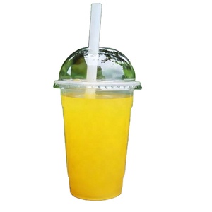 Vasos de Plástico Transparente Desechables al por Mayor con Tapas de Cúpula y Pajitas, Impresión Serigráfica/UV para Bebidas Frías y Zumos - Product Image 1