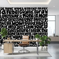 Papier peint mural moderne classique noir et blanc avec citations et lettres, imperméable, pour la décoration murale de la maison