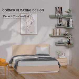 Estante montado en la pared para figuras y plantas, multiusos, sin taladro, forma rectangular, color verde, decoración para dormitorio, almacenamiento y exhibición - Product Image 4