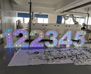 Letrero Luminoso Vintage con Bombillas Tipo Marquee, <span class=keywords><strong>Letras</strong></span> y Números Iluminados en 3D, Personalizado para <span class=keywords><strong>Bodas</strong></span>, Decoración de Pared para Fiestas - Product Image 2