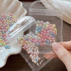 50 pièces de breloques pour ongles en forme d'étoile 3D, de cœur et de perle, irisées, pastel, formes mélangées, accessoires mignons pour la décoration des ongles, bricolage - Product Image 6