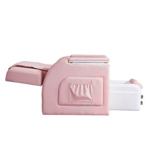 Chaise de pédicure de spa électrique inversée haut de gamme, nouvelle, rose, avec bassin en céramique, fonction de surf lumineux, adaptée aux salons de manucure - Product Image 2
