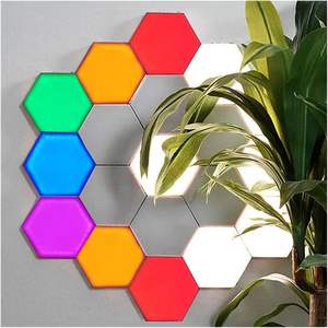 Lampe murale intelligente créative amovible, lampe de nuit LED hexagonale géométrique modulaire quantique, assemblage hexagonal, nid d'abeilles blanc - Product Image 4