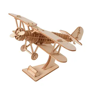 Bricolage assemblage à la main modèle biplan en bois puzzles enfants avion puzzle jouets