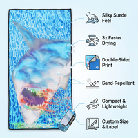 Oversized Microfiber Suede Beach Towel, 200-250GSM Sand Free Quick Dry, 100x180cm, Double-Sided Print, Travel Yoga Picnic