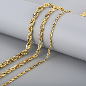 Venta al por mayor personalizado <span class=keywords><strong>14K</strong></span> 18K chapado en <span class=keywords><strong>oro</strong></span> collar <span class=keywords><strong>de</strong></span> <span class=keywords><strong>cadena</strong></span> a granel <span class=keywords><strong>de</strong></span> acero inoxidable trenzado <span class=keywords><strong>oro</strong></span> cuerda <span class=keywords><strong>cadena</strong></span> para hombres mujeres fabricación <span class=keywords><strong>de</strong></span> joyas - Product Image 1