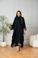 Ensemble Abaya noir avec hijab assorti, broderie florale de Dubaï, robe de soirée pour femmes musulmanes, kaftan islamique élégant