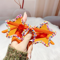 Lunettes de fête en strass couleur bonbon en forme de cœur et d'étoile |   Lunettes de soleil scintillantes pour femmes, accessoires de mode pour la photographie, la scène et les fêtes
