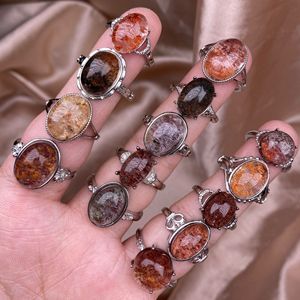 Natural Phantom <strong>Quartz</strong> Adjustable Ring with Alloy Setting - Unique Crystal Jewelry for Women Men Fashion <strong>Party</strong> Daily Wear - Product Image 3