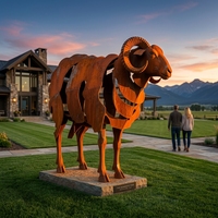 Escultura de Oveja Segmentada de Acero Corten con Patina de Óxido, Tallada con Láser, Hueca, para Hoteles y Resorts, Venta al por Mayor