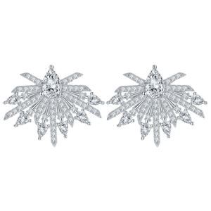 Meilleures ventes Boucles d'oreilles clous en argent sterling 925 avec cristal de quartz fumé pour femmes, plaqué rhodium, géométriques, tendance - Product Image 1