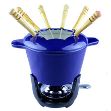Ensemble de <span class=keywords><strong>fondue</strong></span> en fonte émaillée, type cocotte hollandaise, pour fromage, chocolat, crème glacée, viande, couleur rouge, avec logo personnalisé, moderne - Product Image 2