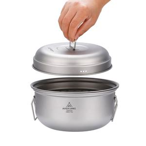 Ensemble de marmite <span class=keywords><strong>à</strong></span> vapeur en titane avec couvercle, Pot <span class=keywords><strong>à</strong></span> vapeur en plein air pour jardin Camping soupe Kit de cuisine pour Camping - Product Image 4