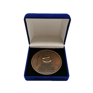 Venta al por mayor <span class=keywords><strong>precio</strong></span> barato de fábrica de medalla caja azul flocado seguro caja de moneda recuerdo - Product Image 3