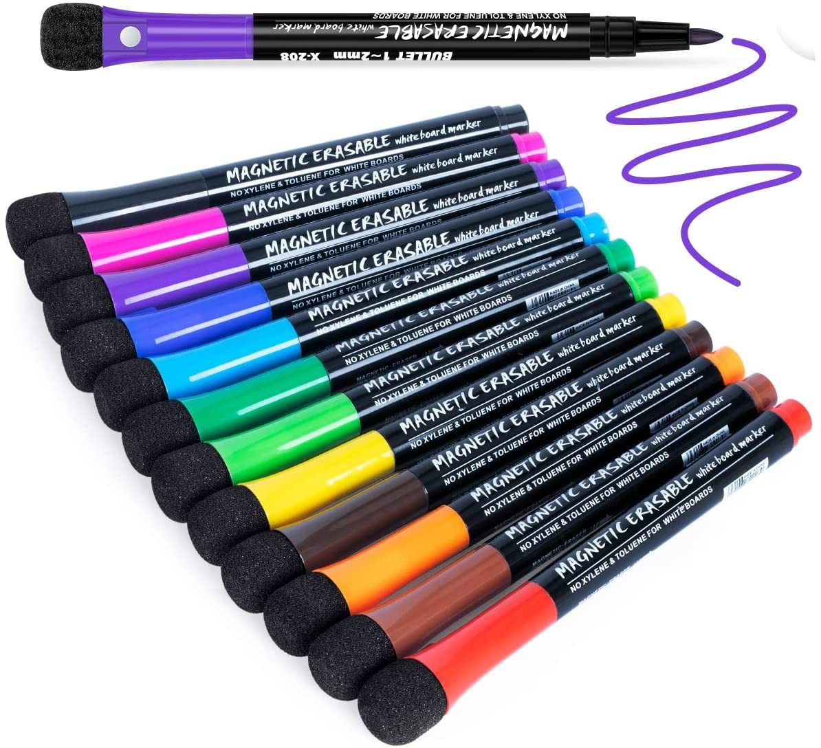 Office School Supplies Non Toxic Magnetic Dry Erase Whiteboard Markers with Brush Customized Office Use Whiteboard Marker Pen