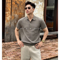T-shirt d'été à manches courtes pour homme, style Old Money, col polo tricoté, texture élégante, vente en gros usine