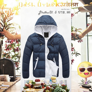 Chaqueta Acolchada de Invierno para Hombre, con Capucha, Diseño de Letras y Logotipo Frontal, de Algodón, con Cierre, Informal - Product Image 3