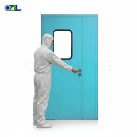 Porte métallique hermétique pour salle blanche avec vitre d'angle arrondie pour laboratoire biotechnologique