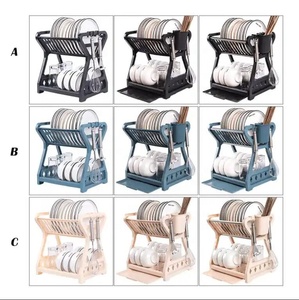 Gloway人気の2層シンクディッシュボウルドレンラック器具カトラリーホルダーキッチン収納プラスチックディッシュラック水切りオーガナイザー - Product Image 2