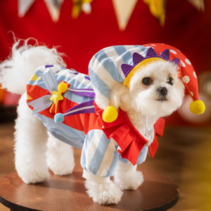 Disfraz de Payaso Azul para Mascotas, Vestido de Poliéster a Rayas para Perro, Ropa para las Cuatro Estaciones, para Fiestas - Product Image 3