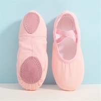 Chaussons de ballet pour filles, dessus en toile, semelle extérieure en cuir, chaussures plates souples pour la danse acrobatique en intérieur