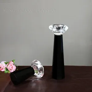 MH-1758 decorazione della tavola di nozze cristallo nero pilastro portacandele