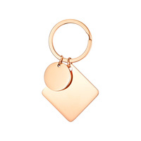 Porte-clés vierge en acier inoxydable, carré ou rond, pour gravure laser, plaques nominatives et étiquettes métalliques personnalisées polies miroir