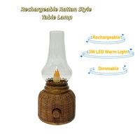 Lampe LED sans fil rechargeable USB-C, motif en résine peinte à la main, intensité réglable, abat-jour en verre cloche style ferme, décoration de Noël et de dîner, E26