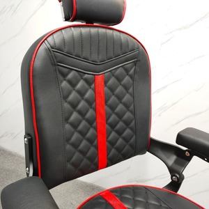 Vintage Black Red Reclining Barber Chair <b>Synthetic</b> <b>Leather</b> Hydraulic Swivel Hair Styling Chair For Men Barbershop - Product Image 5