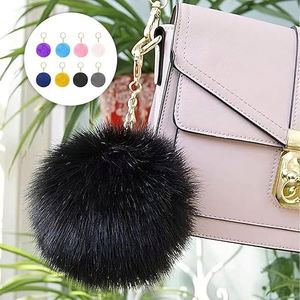 Keychains Fuzzy Ball Keyring Thank You Gifts for Girls DIY 8cm Faux Fur Balls Bag Pendant House Key Women Mother's Day Gifts - Product Image 5