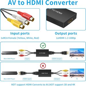 Câble convertisseur AV vers HDMI, adaptateur audio-vidéo RCA Composite CVBS 3 RCA vers HDMI, upscaleur 1080P pour lecteur VHS, magnétoscope, lecteur DVD, Wii - Product Image 3