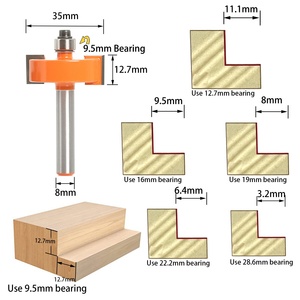 Juego de brocas de enrutador con 5 rodamientos ajustables, brocas de corte de ranura, puntas de carburo, 2 unidades - Product Image 5