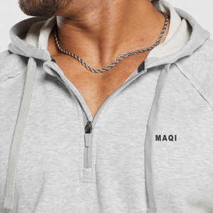 Fabricante de <span class=keywords><strong>ropa</strong></span> de China, sudadera personalizada de manga corta 1/4 con cremallera, sudaderas informales de peso pesado para exteriores Vintage - Product Image 4