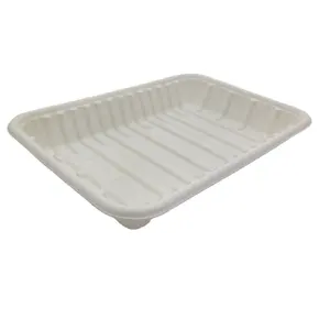 Desechables de almidón de maíz bandeja de comida Biodegradable placa Rectangular