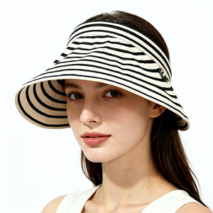 Custom Striped Empty Top Sun Visor <b>Hat</b> Unisex Casual Sports Outdoor UV Protection Wide Brim Beach Cap OEM ODM - Product Image 1