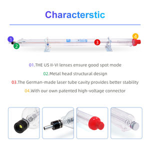 Tube laser en verre CO2 Yongli 28W 75W 90W 100W 130W 150W, lentille 90/100 Watt, alimentation, indicateur lumineux rouge, pièces d'équipement laser - Product Image 4
