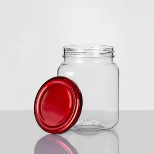 RTS transparente erdnusscreme- und marmeladengehäuse erdnusscreme-flasche kunststoffgefäß lebensmittelsoßenflasche