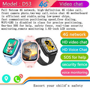 Montre connectée pour enfants OEM 4G avec carte SIM, appel vidéo, caméra, WIFI, localisation LBS, batterie 730 mAh, alarme SOS, calculatrice, <span class=keywords><strong>lampe</strong></span> <span class=keywords><strong>torche</strong></span> D53 - Product Image 3