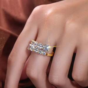 Anello aperto in stile francese con montatura rotonda a quattro griffe, elegante gioiello da donna alla moda, anello regolabile. - Product Image 3