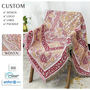 OEM Manufacturer Custom <strong>Boho</strong> Woven Tapestry Blanket Recycled Cotton Blanket Bohemian Beach <strong>Rugs</strong> With Tassels - Product Image 3
