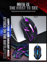 Lampu Gaming LED 7 warna, Mouse Gaming berkabel USB optik 1 dolar untuk pengguna komputer tangan kanan