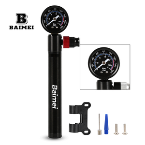 <span class=keywords><strong>Pompe</strong></span> à vélo mini haute pression BAIMEI avec manomètre <span class=keywords><strong>pour</strong></span> <span class=keywords><strong>VTT</strong></span>/vélos de montagne/vélos de route, valves Presta/Schrader 80-130 PSI - Product Image 1