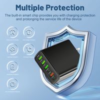 Pengisi Daya Ponsel 65W USB C untuk iPhone 17 16 15 14 Pro Max 6 Port Pengisian Cepat Pengisi Daya Dinding untuk Samsung/Xiaomi