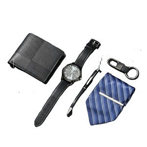 Men's <b>7</b>-in-1 Business Gift Set <b>Watch</b>, Wallet, Tie, Pen, Cufflinks & Keychain, Luxury Ready-to-Gift Box for Him - Product Image 3