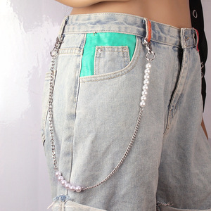 European American Retro Body <b>Chain</b> Imitation Pearl Decorative Waist <b>Chain</b> For Pants Daily Wear Single Lap Style - Product Image 2